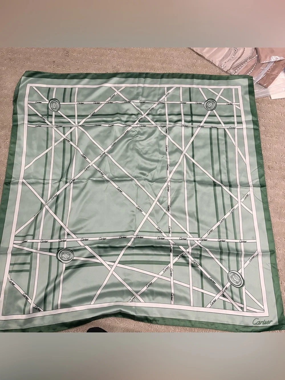 Cartier Silky Scarf 35x35 Purple Monogram Luxury Square Scarf ‼️LAST one